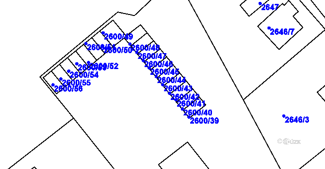 Parcela st. 2600/43 v KÚ Turnov, Katastrální mapa