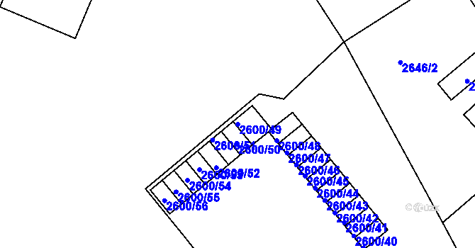 Parcela st. 2600/49 v KÚ Turnov, Katastrální mapa