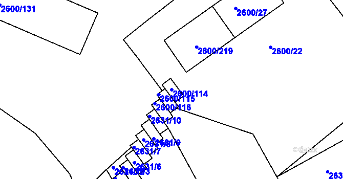 Parcela st. 2600/114 v KÚ Turnov, Katastrální mapa