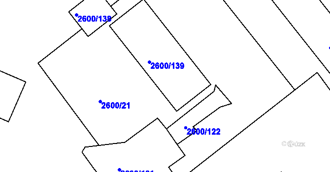 Parcela st. 2600/139 v KÚ Turnov, Katastrální mapa