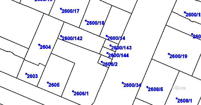 Parcela st. 2600/155 v KÚ Turnov, Katastrální mapa