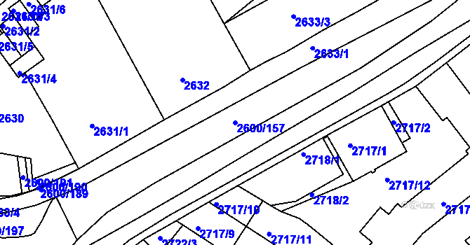 Parcela st. 2600/157 v KÚ Turnov, Katastrální mapa