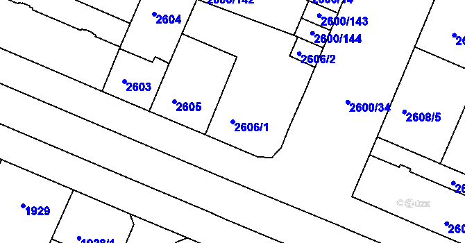 Parcela st. 2606/1 v KÚ Turnov, Katastrální mapa