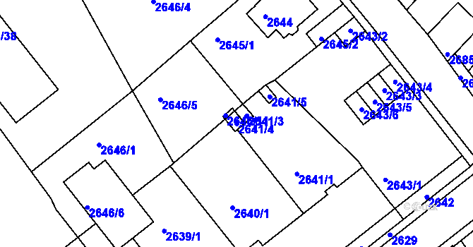 Parcela st. 2641/4 v KÚ Turnov, Katastrální mapa