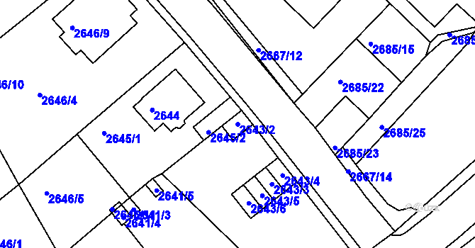 Parcela st. 2643/2 v KÚ Turnov, Katastrální mapa