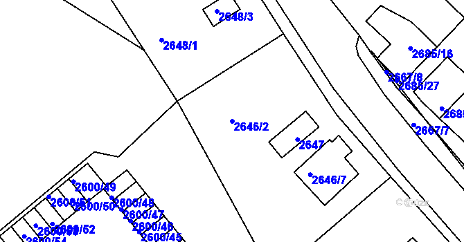 Parcela st. 2646/2 v KÚ Turnov, Katastrální mapa