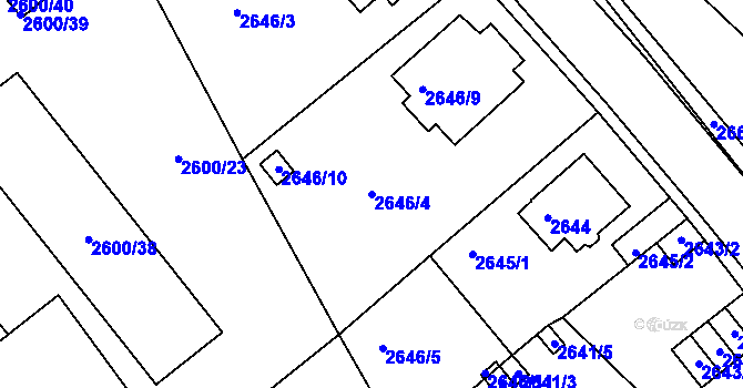 Parcela st. 2646/4 v KÚ Turnov, Katastrální mapa
