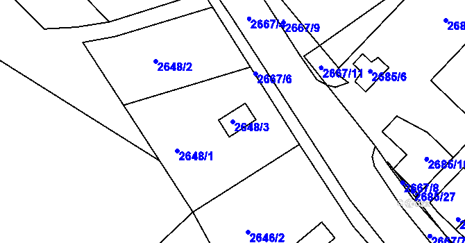 Parcela st. 2648/3 v KÚ Turnov, Katastrální mapa