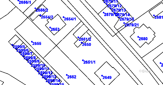 Parcela st. 2650 v KÚ Turnov, Katastrální mapa
