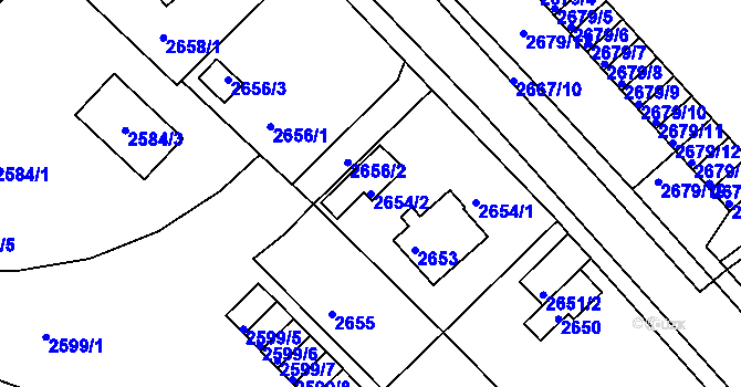 Parcela st. 2654/2 v KÚ Turnov, Katastrální mapa