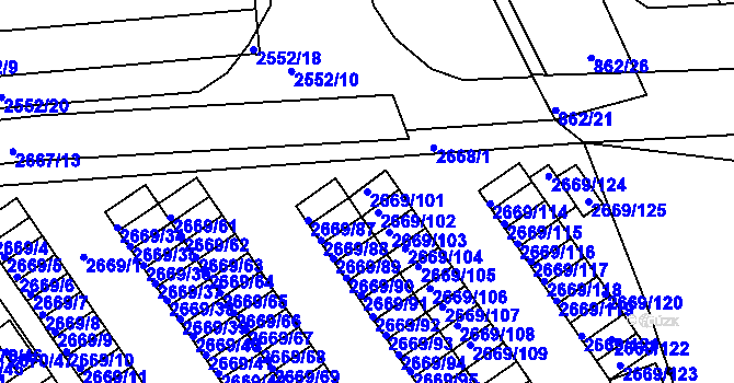 Parcela st. 2669/101 v KÚ Turnov, Katastrální mapa