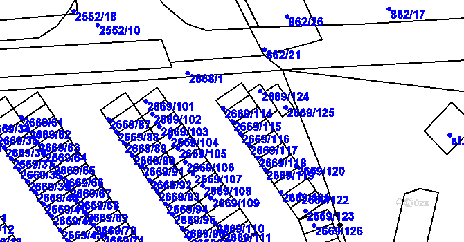 Parcela st. 2669/115 v KÚ Turnov, Katastrální mapa