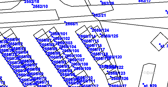 Parcela st. 2669/116 v KÚ Turnov, Katastrální mapa