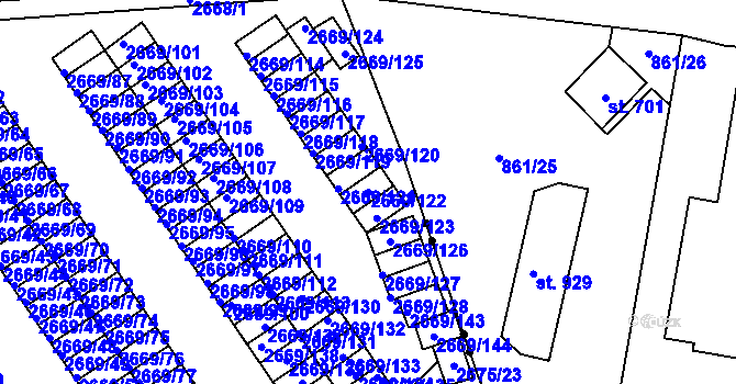 Parcela st. 2669/122 v KÚ Turnov, Katastrální mapa