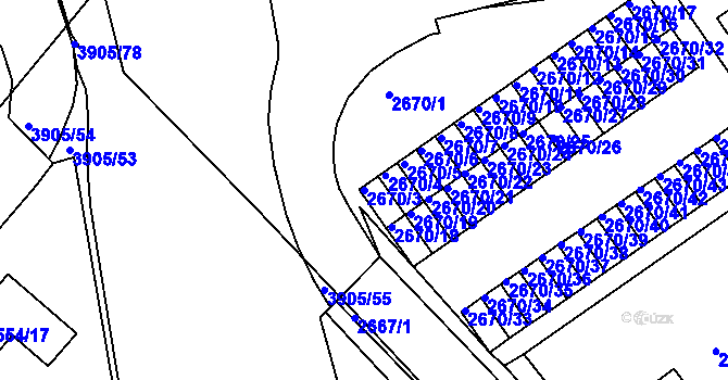 Parcela st. 2670/3 v KÚ Turnov, Katastrální mapa