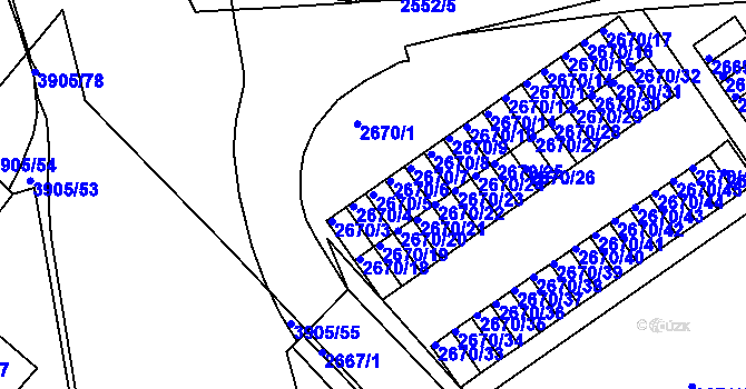 Parcela st. 2670/5 v KÚ Turnov, Katastrální mapa