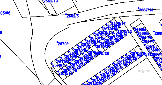 Parcela st. 2670/10 v KÚ Turnov, Katastrální mapa