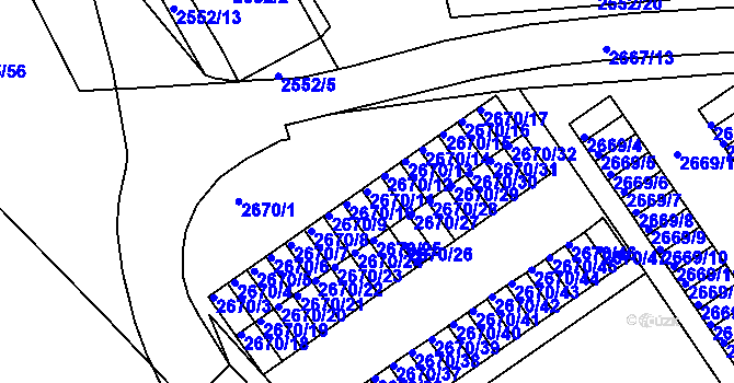 Parcela st. 2670/11 v KÚ Turnov, Katastrální mapa