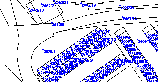 Parcela st. 2670/13 v KÚ Turnov, Katastrální mapa