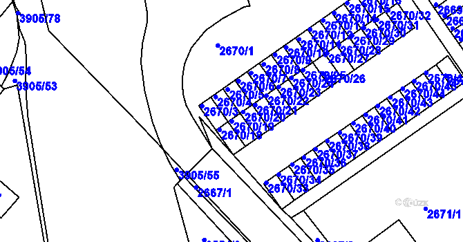 Parcela st. 2670/19 v KÚ Turnov, Katastrální mapa