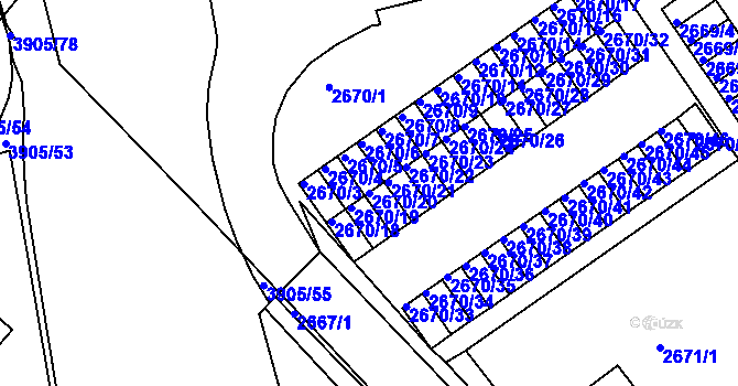 Parcela st. 2670/20 v KÚ Turnov, Katastrální mapa