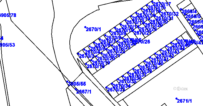 Parcela st. 2670/21 v KÚ Turnov, Katastrální mapa