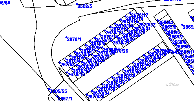 Parcela st. 2670/24 v KÚ Turnov, Katastrální mapa