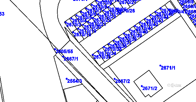 Parcela st. 2670/34 v KÚ Turnov, Katastrální mapa