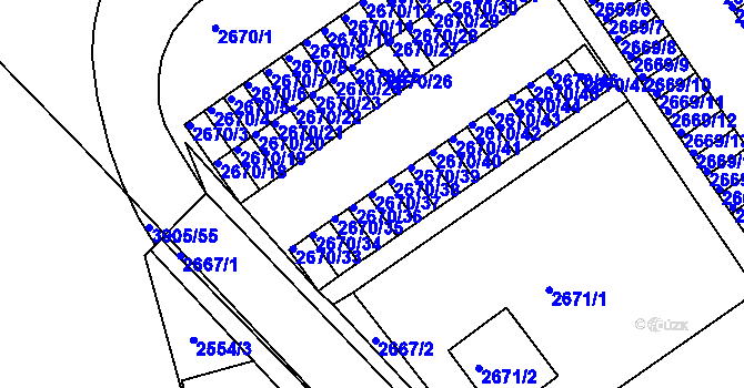 Parcela st. 2670/37 v KÚ Turnov, Katastrální mapa