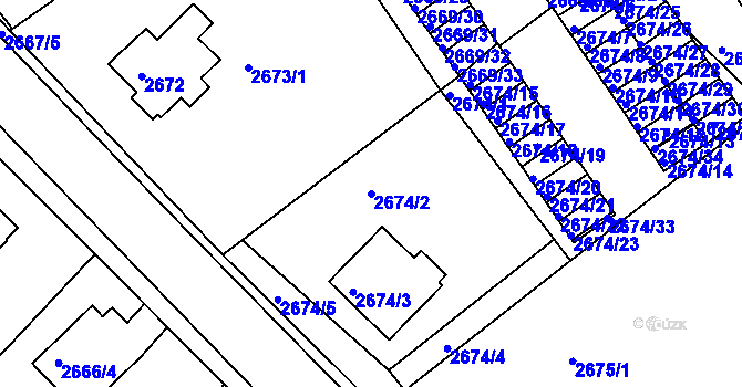 Parcela st. 2674/2 v KÚ Turnov, Katastrální mapa