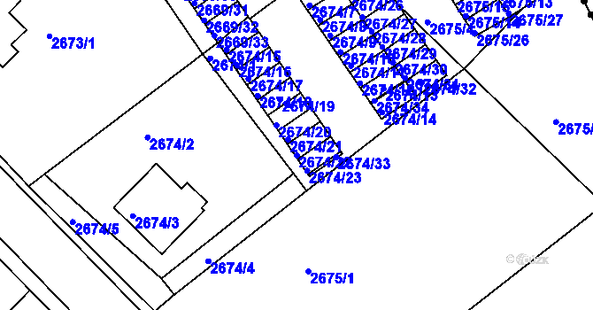 Parcela st. 2674/22 v KÚ Turnov, Katastrální mapa