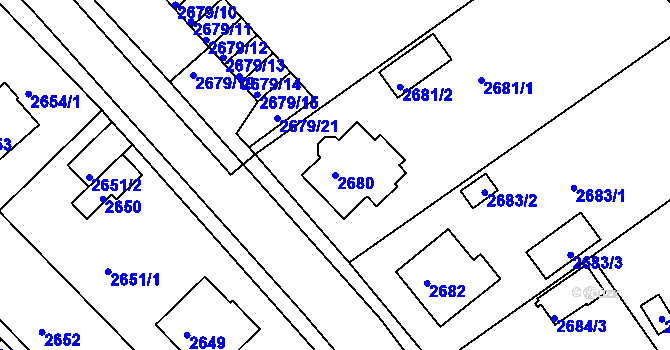 Parcela st. 2680 v KÚ Turnov, Katastrální mapa