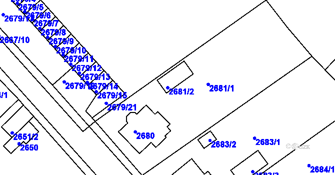 Parcela st. 2681/2 v KÚ Turnov, Katastrální mapa