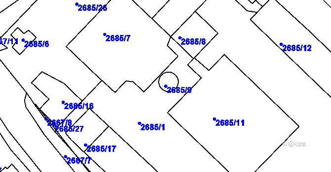Parcela st. 2685/9 v KÚ Turnov, Katastrální mapa