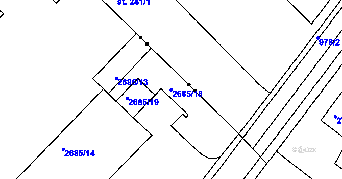 Parcela st. 2685/18 v KÚ Turnov, Katastrální mapa