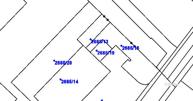 Parcela st. 2685/19 v KÚ Turnov, Katastrální mapa