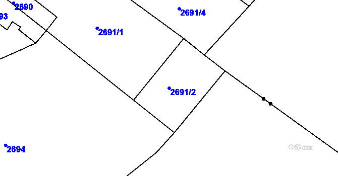 Parcela st. 2691/2 v KÚ Turnov, Katastrální mapa