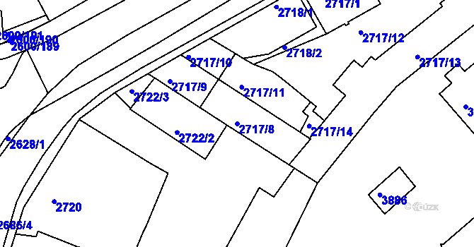 Parcela st. 2717/8 v KÚ Turnov, Katastrální mapa