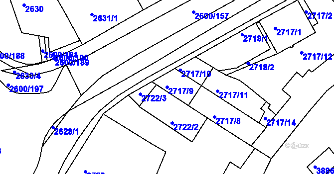 Parcela st. 2717/9 v KÚ Turnov, Katastrální mapa
