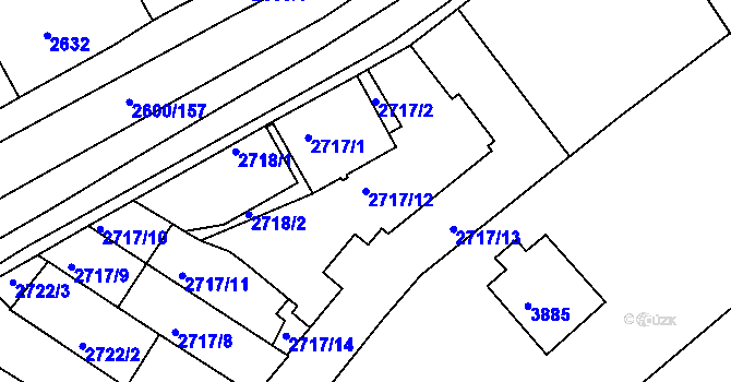 Parcela st. 2717/12 v KÚ Turnov, Katastrální mapa