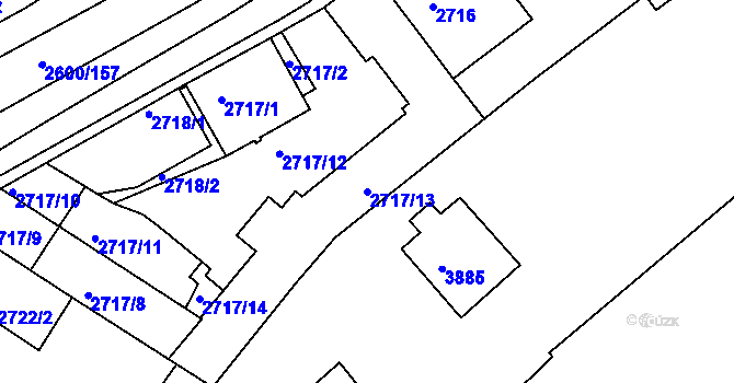 Parcela st. 2717/13 v KÚ Turnov, Katastrální mapa