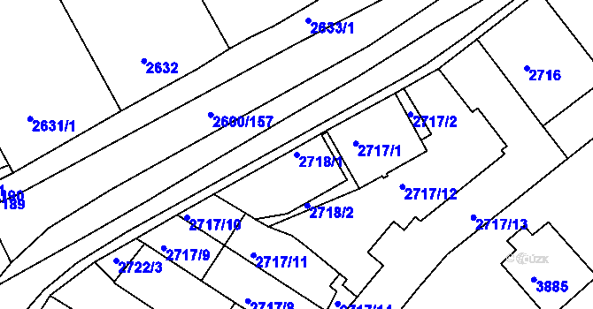Parcela st. 2718/1 v KÚ Turnov, Katastrální mapa