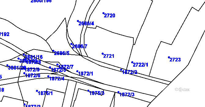 Parcela st. 2721 v KÚ Turnov, Katastrální mapa