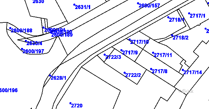 Parcela st. 2722/3 v KÚ Turnov, Katastrální mapa