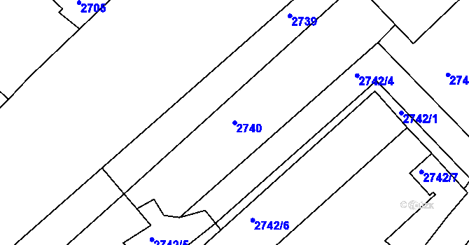 Parcela st. 2740 v KÚ Turnov, Katastrální mapa
