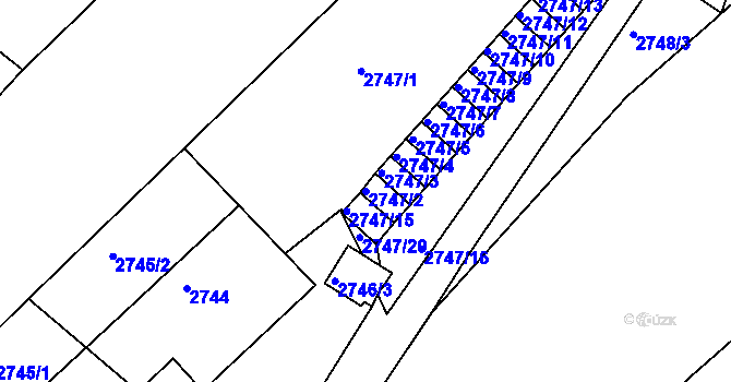 Parcela st. 2747/2 v KÚ Turnov, Katastrální mapa