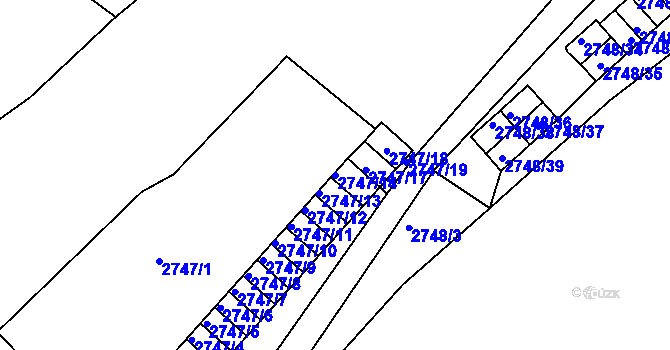 Parcela st. 2747/14 v KÚ Turnov, Katastrální mapa