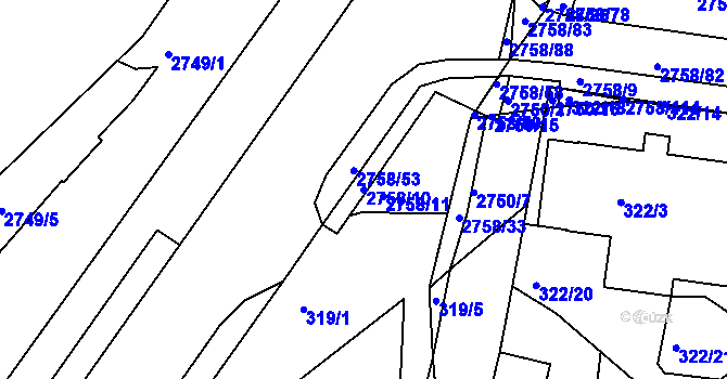 Parcela st. 2758/10 v KÚ Turnov, Katastrální mapa