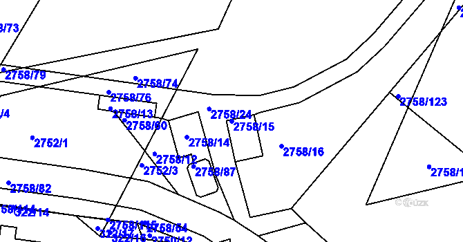 Parcela st. 2758/15 v KÚ Turnov, Katastrální mapa