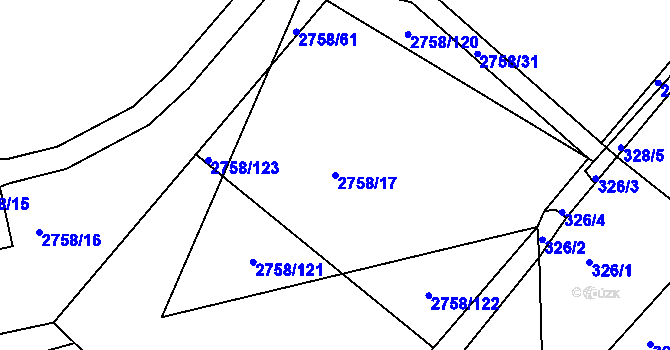 Parcela st. 2758/17 v KÚ Turnov, Katastrální mapa